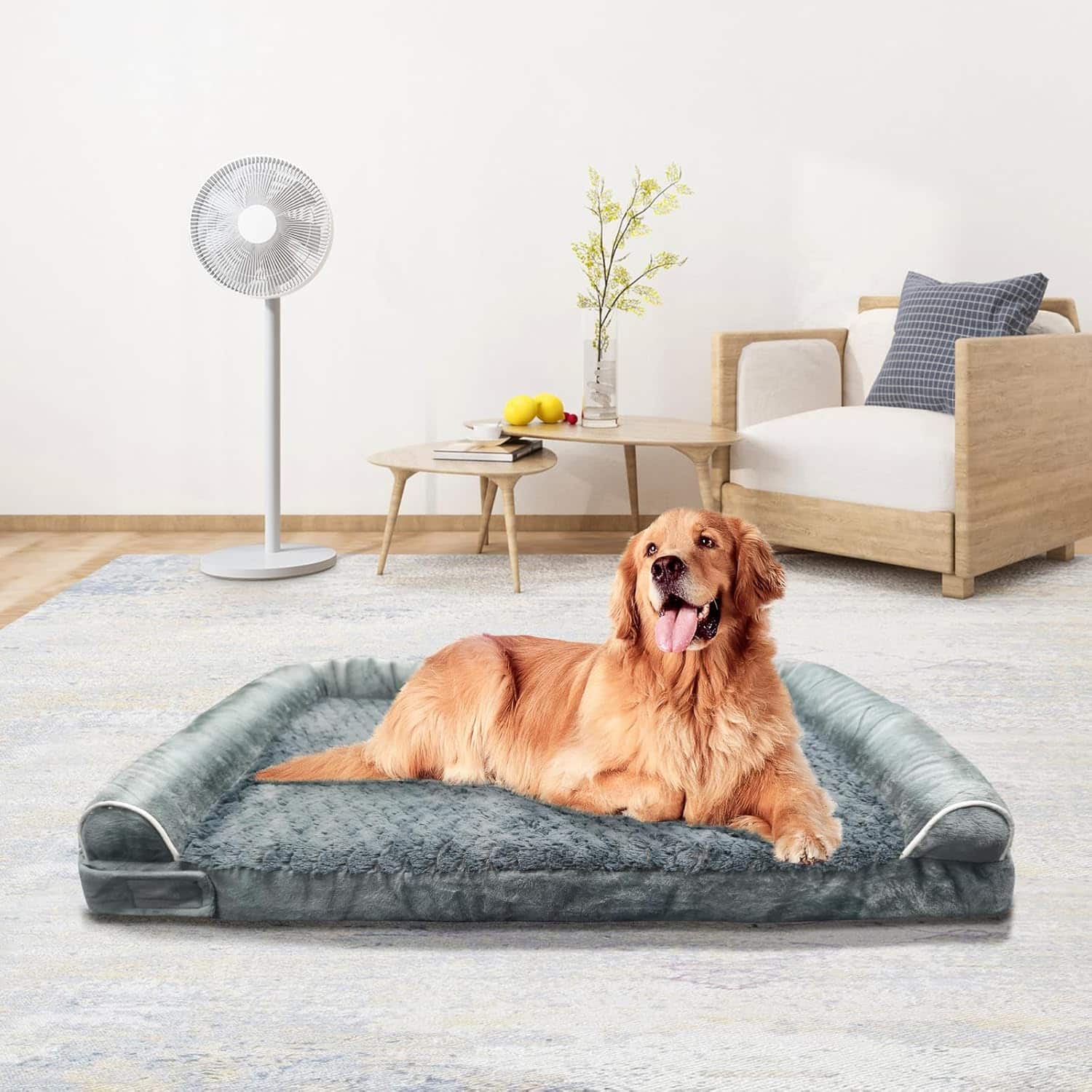 LOVMOR - Orthopedic Dog Bed, Extra Large with Memory Foam, Waterproof & Washable Cover - Dark Gray
