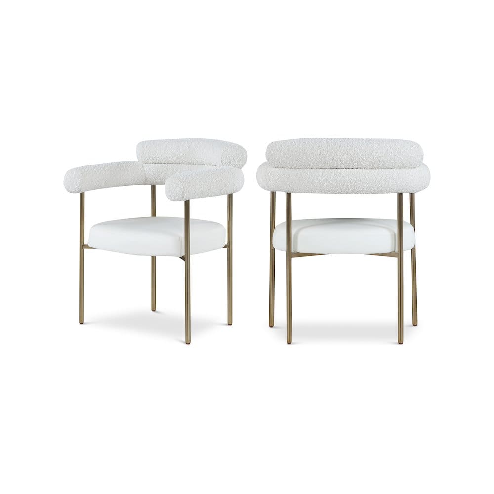 Meridian Furniture - Blake Cream Vegan Leather / Boucle Fabric Dining Chair, Set of 2 - Beige