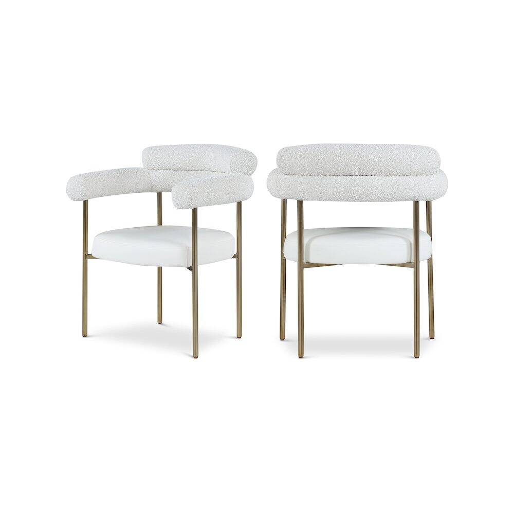 Front. Meridian Furniture - Blake Cream Vegan Leather / Boucle Fabric Dining Chair, Set of 2 - Beige.