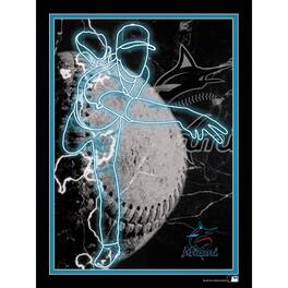 Fan Creations - Miami Marlins 12'' x 16'' Framed Neon Player Print - Black