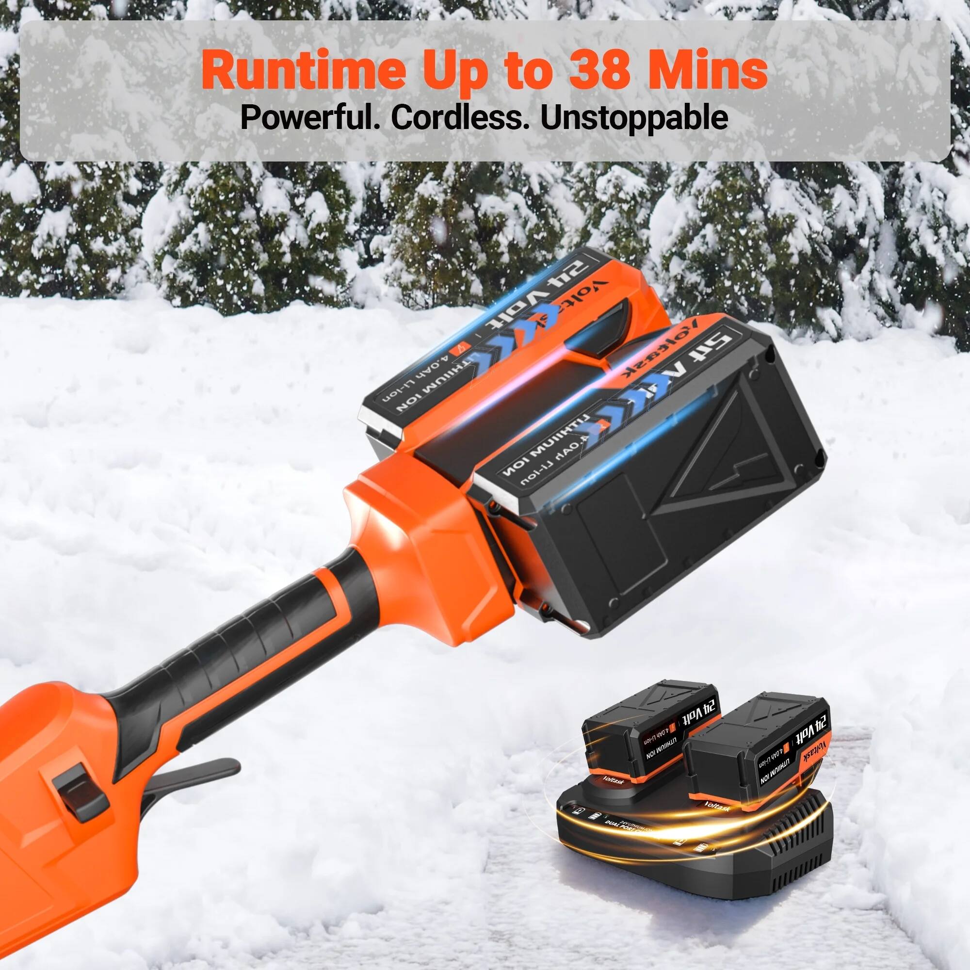 Runtime Up to 38 Mins  
Powerful. Cordless. Unstoppable