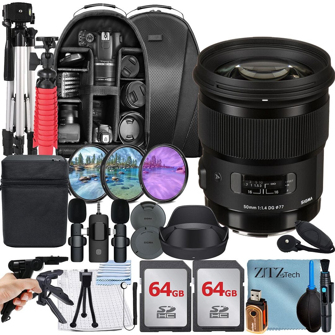 Bundle - Sigma - 50mm f/1.4 Art DG HSM Lens for Canon + 2x 64GB Memory Card + Backpack + Tripod + ZeeTech - Black price history on PriceWatchPro