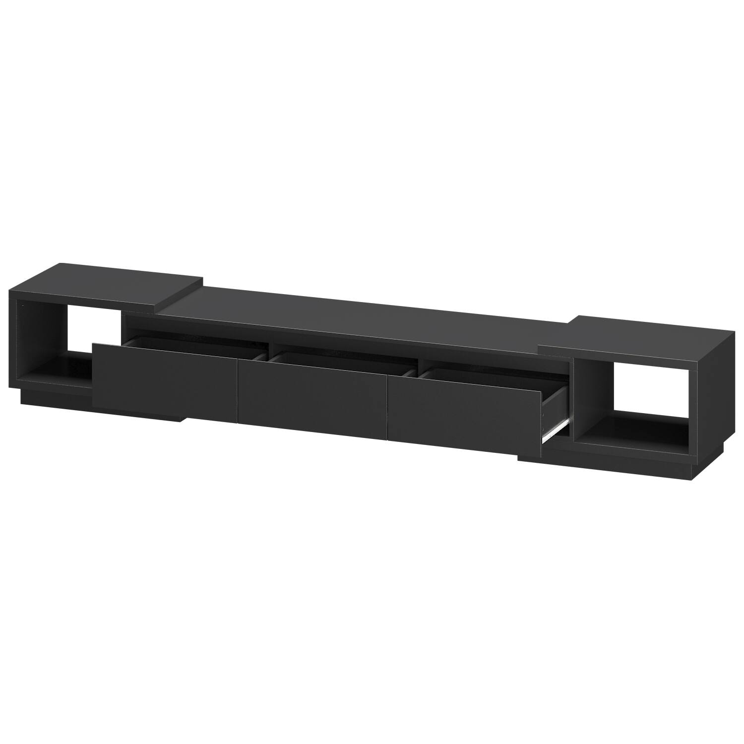 Alt View 10. FUFU & GAGA - Extendable TV Stand for 80 Inch TVs, Entertainment Center with Storage Drawers and Open Shelves, Modern Media Console - Black.