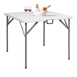 Winado - 34in Foldable Square Table, Commercial Portable Plastic Dining Table for Kitchen Indoor Outdoor Party Wedding Event - White