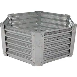 Sunnydaze - Corrugated Steel Hexagon Raised Garden Bed - 40 in - Silver
