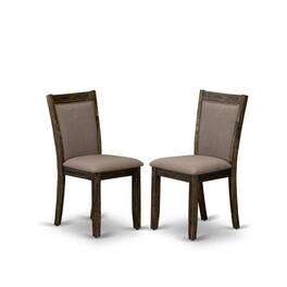 East West Furniture - MZC7T48 Modern Dining Chairs - Coffee Linen Fabric Seat and High Chair Back - Finish (SET OF 2) - Distressed Jacobean