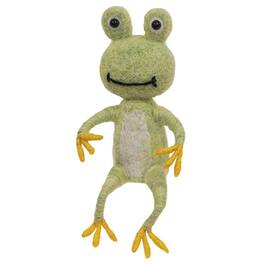 BreeBe - Happy Frog Felted Ornament - Green, Yellow