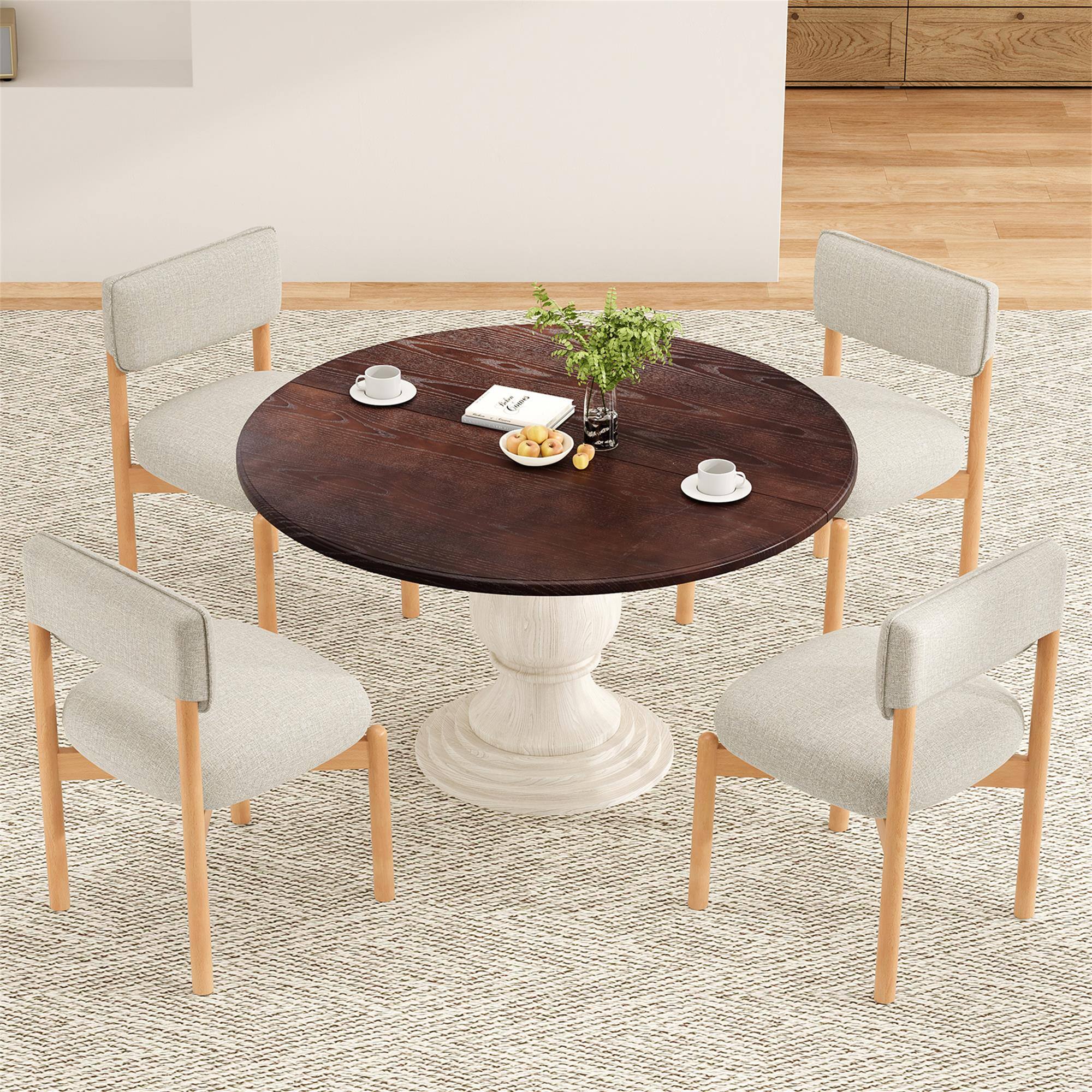 Alt View 3. Boyel Living - Modern Wooden Blended Linen Gray Dining Chair (Set of 2) - Gray.