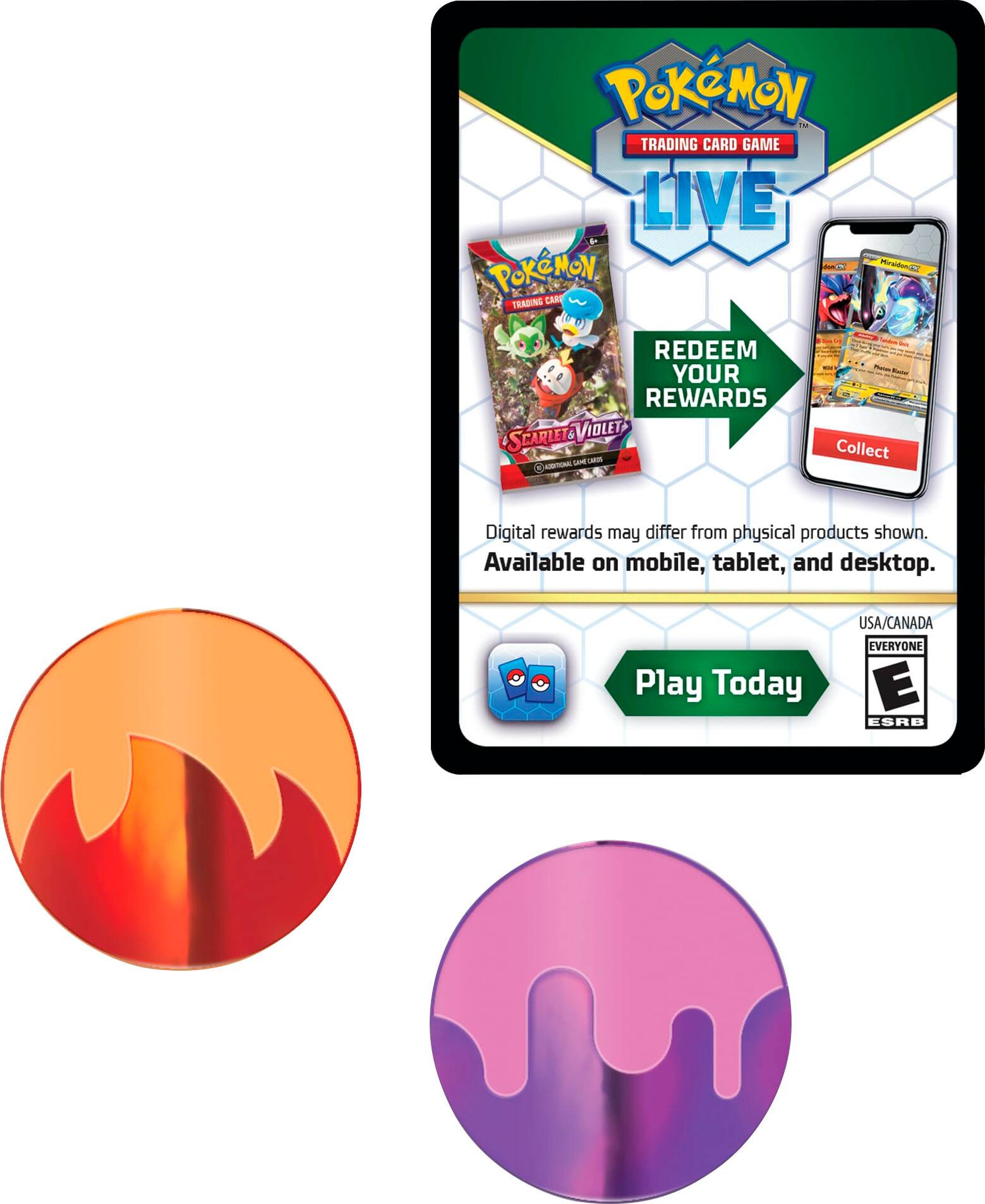 PokeMon Trading Card Game Live Pokemon Miraidenda - TRADING CARD GAME LIVE POKCMON MR Miraidenda - TRADING CAR REDEEM YOUR REWARDS VIOLET SCARIETA - Lm COATONL   - ~ua - Collect Digital rewards may differ from physical products shown. Available on mobile, tablet, and desktop. Play Today USA/CANADA EVERYONE E ESRB