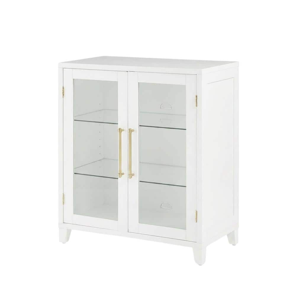 Crosley Furniture - Roarke Stackable Glass Door Kitchen Pantry Storage Cabinet - White
