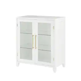 Crosley Furniture - Roarke Stackable Glass Door Kitchen Pantry Storage Cabinet - White