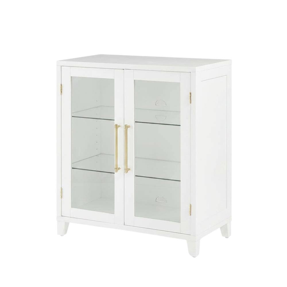 Front. Crosley Furniture - Roarke Stackable Glass Door Kitchen Pantry Storage Cabinet - White.