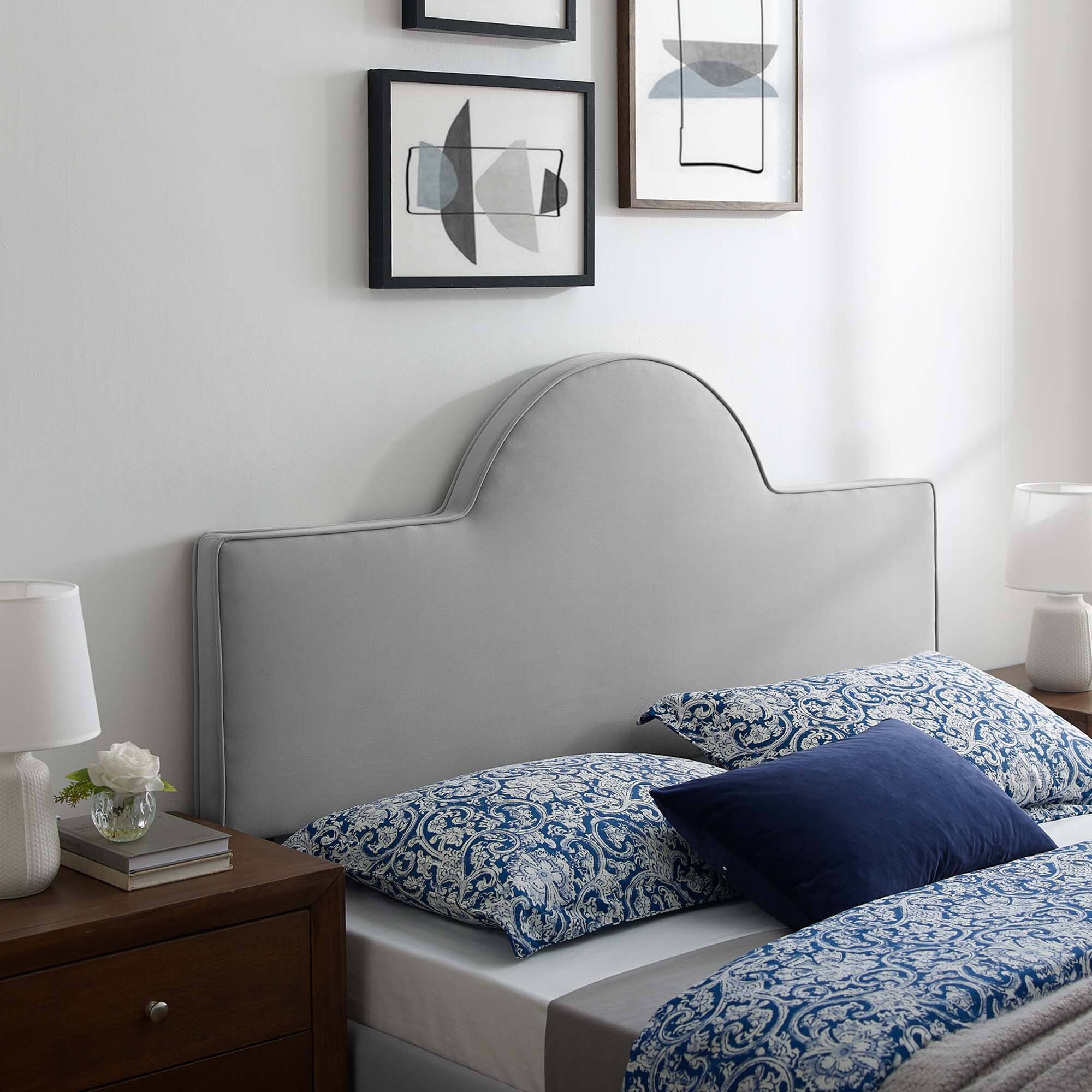 Alt View 1. Modway - Dawn Performance Velvet Twin Headboard by Modway - Light Gray.