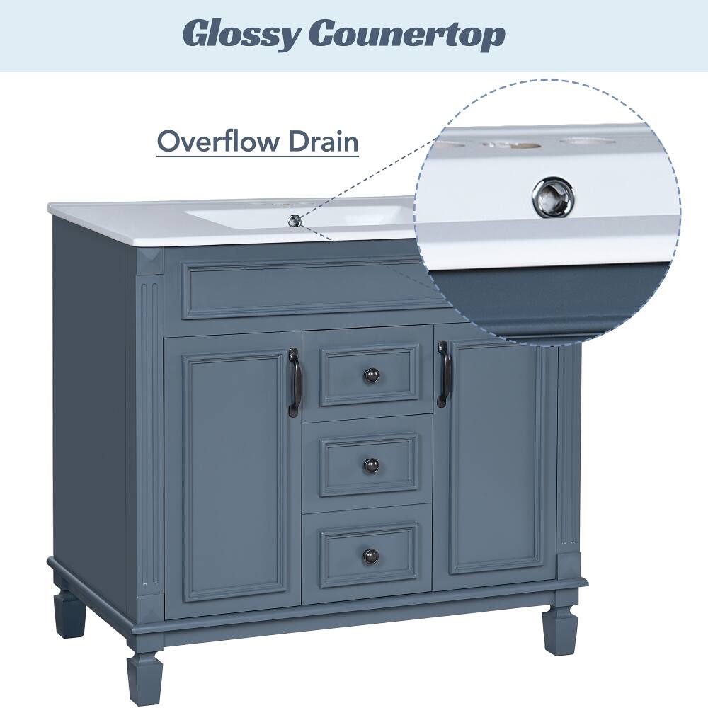 Glossy Countertop  
Overflow Drain