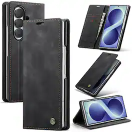 UUCOVER - for Samsung Galaxy Z Fold 8 Ultra Wallet Case,Magnetic PU Leather+PC Card Slots Case Shockproof Stand Cover - Black