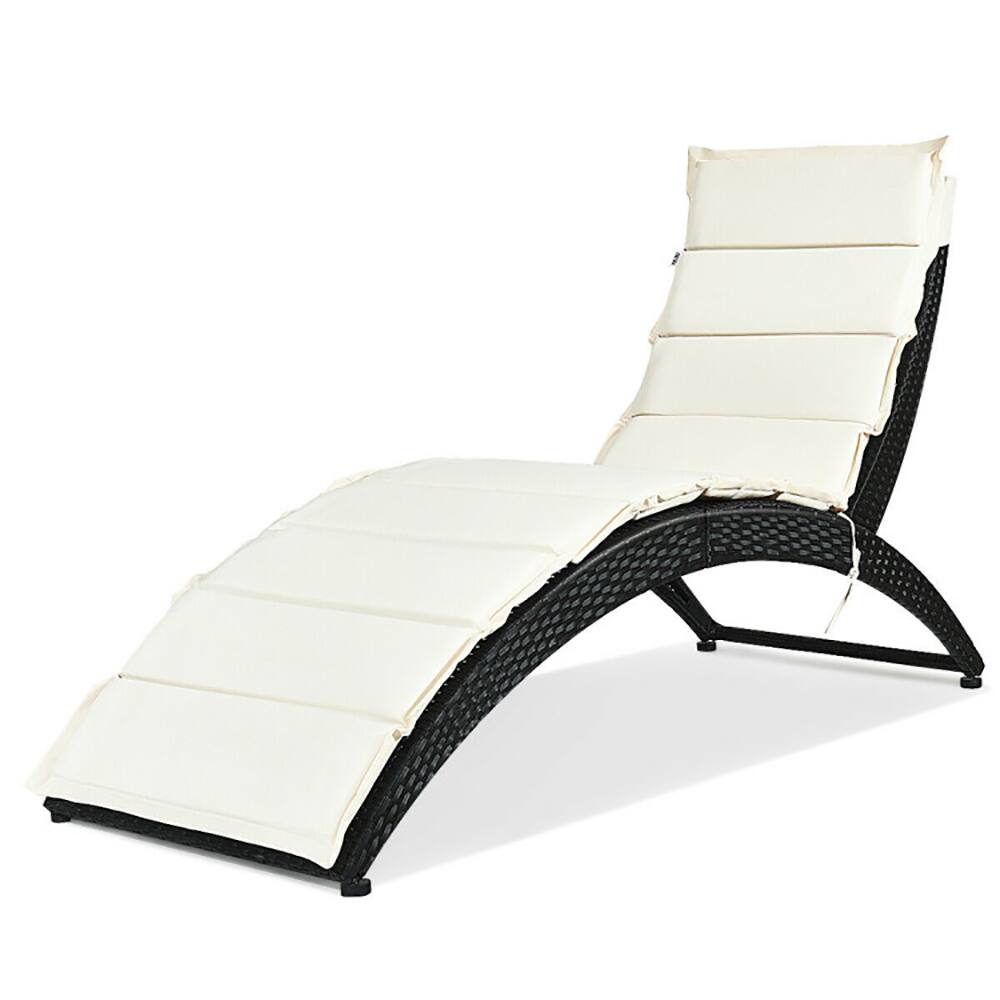 Back. Pefilos - Patio Lounge Chair, Patio Rattan Lounge Chair Back Adjustable Chaise Recliner with Cushioned, White Set - White.