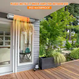 LUCKY ONE - 1500W Indoor Outdoor Infrared Heater with Remote - 2 Power Settings IP55 Waterproof - Silver