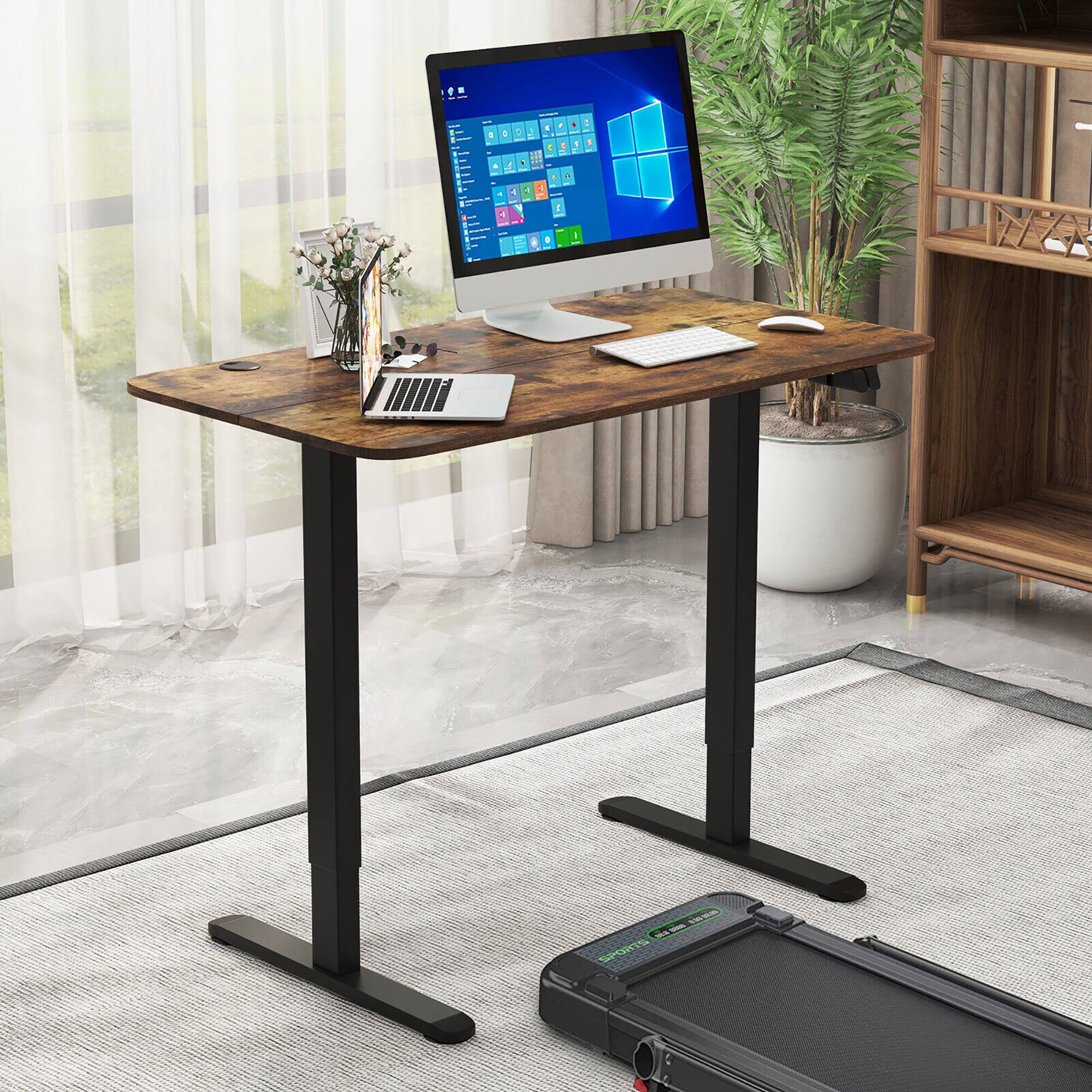 Alt View 3. Gymax - Gymax Electric Standing Desk Adjustable Stand up Computer Desk Anti-collision Rustic - Rustic Brown.