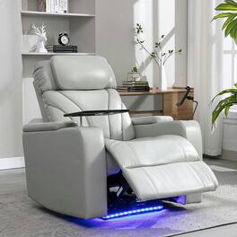 Kadyn - Power Motion Electric Recliner with USB Port, Hidden Arm Storage, Cup Holder & Bluetooth Speaker - Gray
