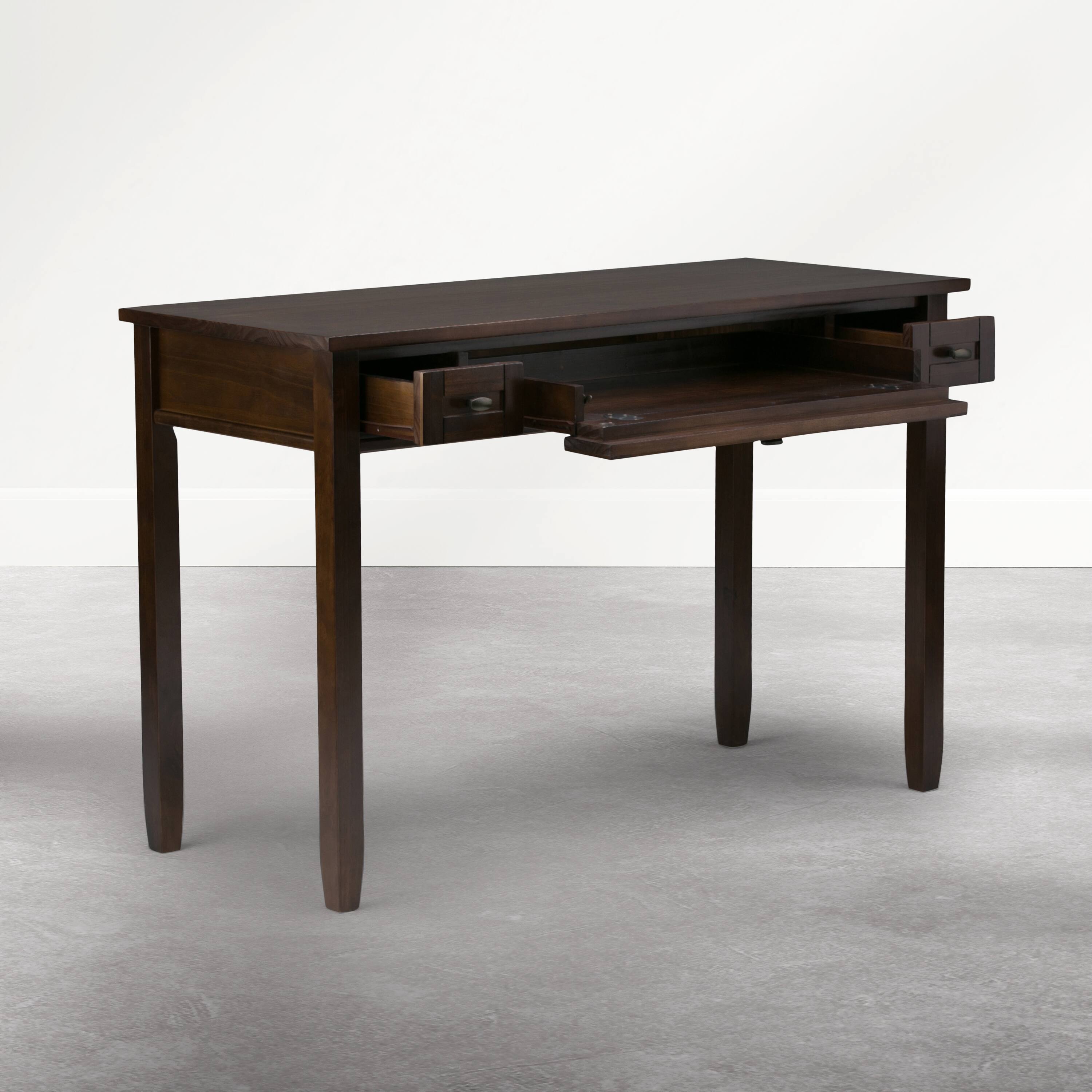 Left. Simpli Home - Warm Shaker 48 inch Wide Solid Wood Rectangular Desk, Mocha Brown - Mocha Brown.