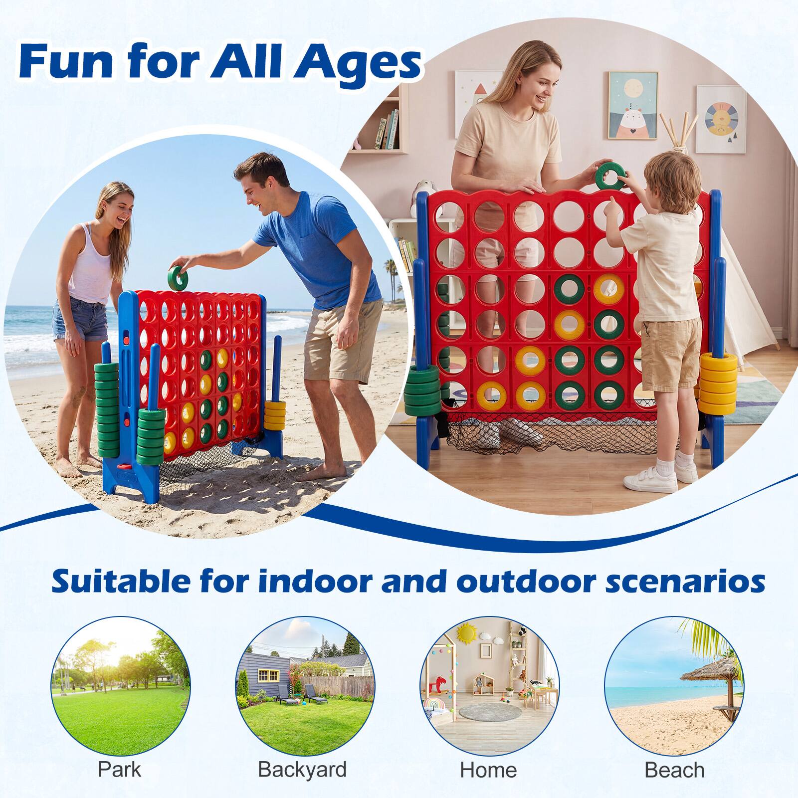 Fun for All Ages

Suitable for indoor and outdoor scenarios

Park  
Backyard  
Home  
Beach