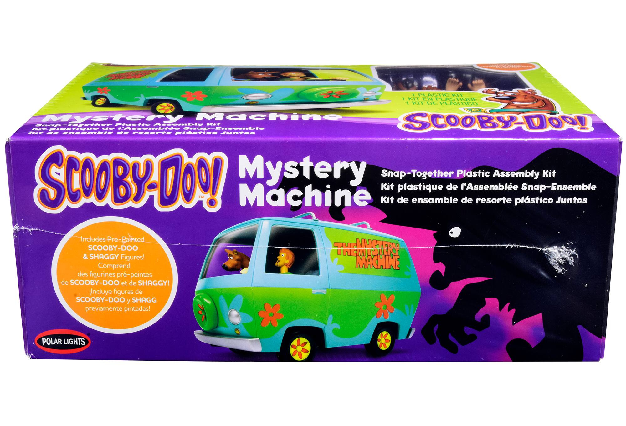Sure, here is the corrected and grouped text from the image:

---

**Mystery Machine**

**Scooby-Doo!**

**Snap-Together Plastic Assembly Kit**

- **Includes Pre-Painted Scooby-Doo & Shaggy Figures!**
  - Comprend des figurines pré-peintes de Scooby-Doo et de Shaggy!
  - Incluye figuras de Scooby-Doo y Shaggy previamente pintadas!

**Kit de ensamble de resorte plástico Juntos**

**POLAR LIGHTS**

---

**Mystery Machine**

**Snap-Together Plastic Assembly Kit**

- **Kit plástique de l'Assemblée Snap-Ensemble**
  - Kit de ensamble de resorte plástico Juntos

**1 Kit de Plastico Mystery Machine**

**1 Kit de Plastico Mystery Machine**

**1 Kit de Plastico Mystery Machine**

**1 Kit de Plastico Mystery Machine**

**1 Kit de Plastico Mystery Machine**

**1 Kit de Plastico Mystery Machine**

**1 Kit de Plastico Mystery Machine**

**1 Kit de Plastico Mystery Machine**

**1 Kit de Plastico Mystery Machine**

**1 Kit de