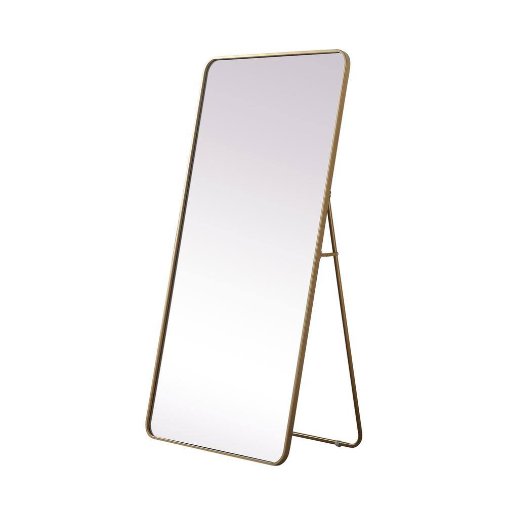 Alt View 2. Elegant Decor - Soft Corner Metal Rectangle Full Length Mirror 30x60 Inch in Brass - Brass.