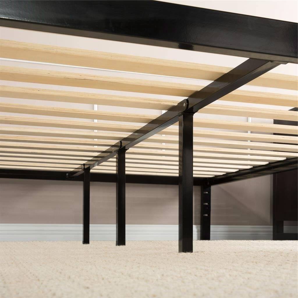 Left. Hivvago - Hivvago Twin size Metal Platform Bed Frame with Wood Slats - Black.