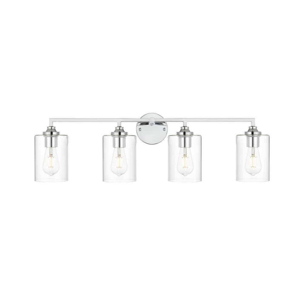 Alt View 2. Living District - Mayson 4 light Chrome and Clear Bath Sconce - Chrome And Clear.