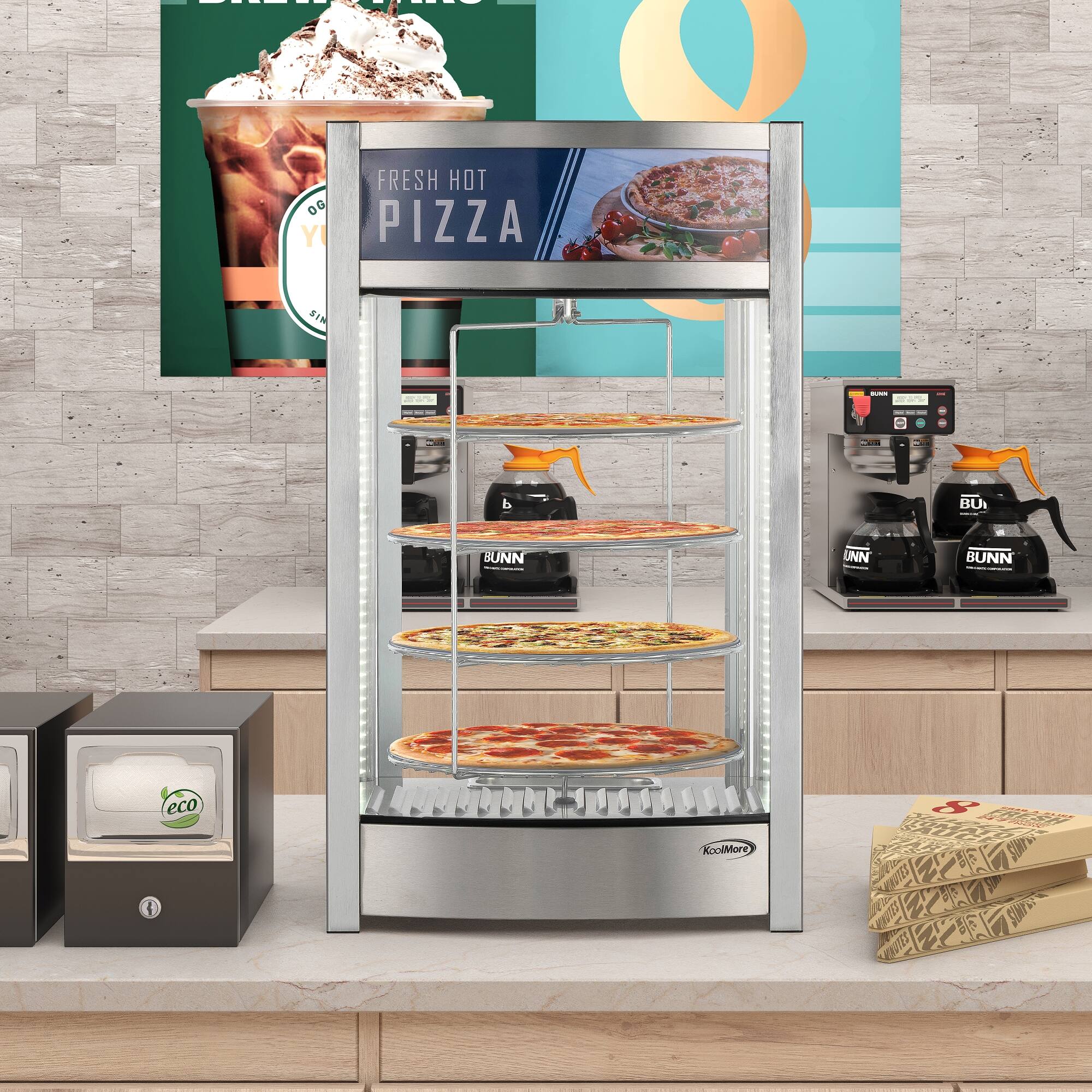 FRESH HOT PIZZA

BUNN

KoolMore

eco