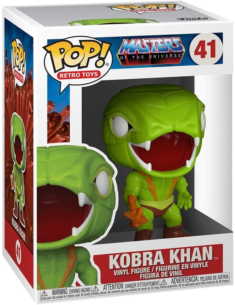 **POP! Retro Toys**

**Masters of the Universe 41**

**Kobra Khan**

**Vinyl Figure / Figurine en Vinyle / Figura de Vinil**

**Warning: Choking Hazard. Small parts. Not suitable for children under 36 months.**

**Attention: Danger de suffocation. Petites pièces. Ne convient pas aux enfants de moins de 36 mois.**

**Advertencia: Peligro de asfixia. Partes pequeñas. No es adecuado para niños menores de 36 meses.**