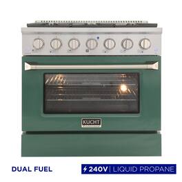 Kucht - 30" Dual Fuel Range for LP, 4.2 cu. ft., SS/Green Door, Sealed Burners, Convection Oven - Green