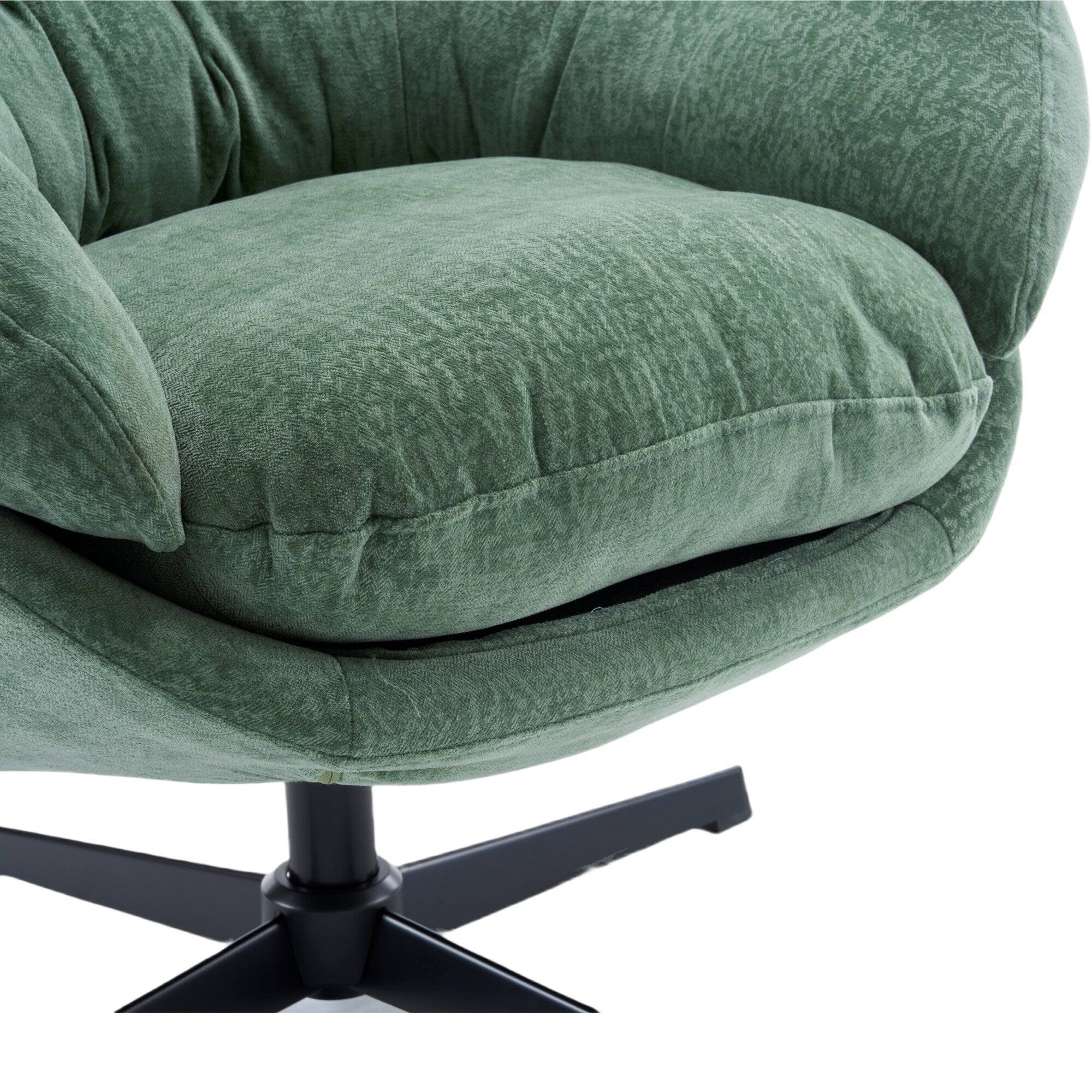 Alt View 7. Boyel Living - Green Modern Chenille Round Swivel Office Chair with Removable Cushion. Black Metal Base - Green.