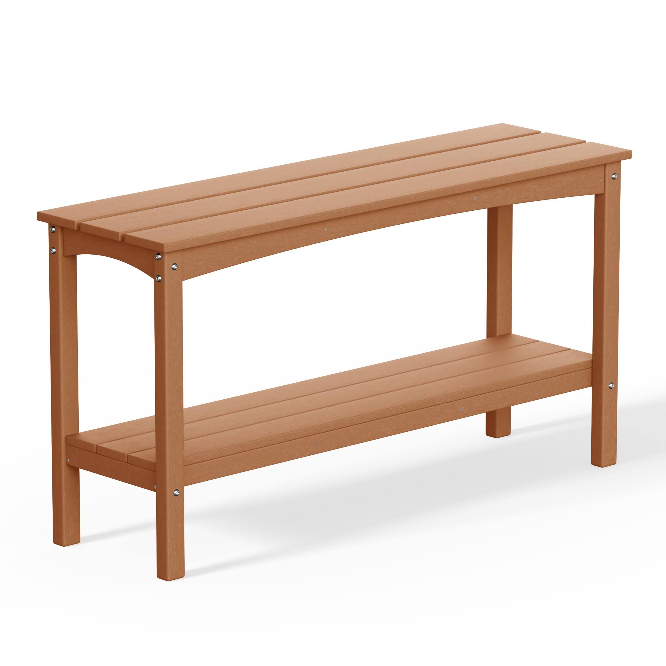 Left. WestinTrends - WestinTrends Malibu 55" Outdoor Patio HDPE Adirondack 2-Tier Shelf Console Table - Teak.