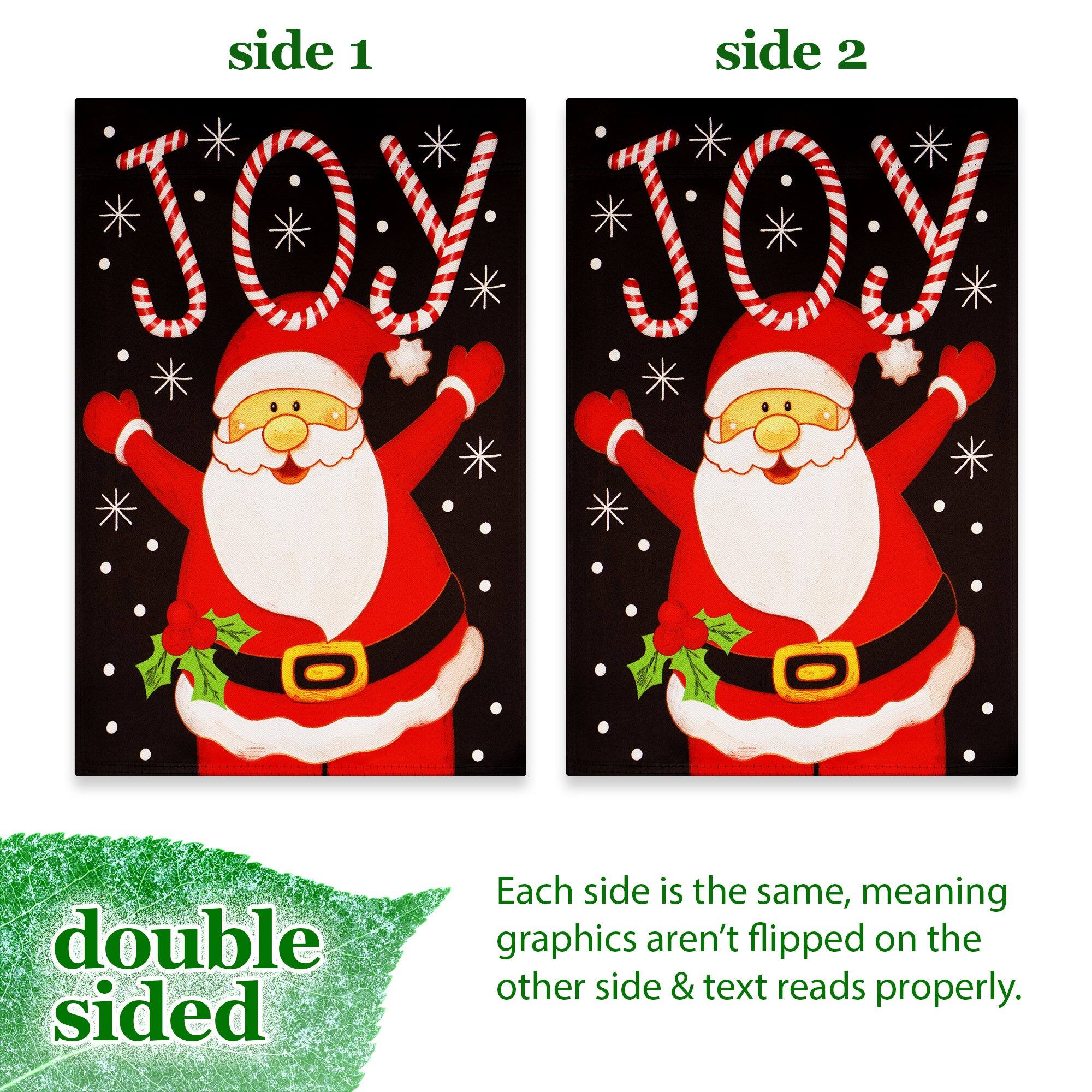 side 1 side 2 JOY JOY double sided Each side is the same, meaning graphics aren't flipped on the other side & text reads properly.