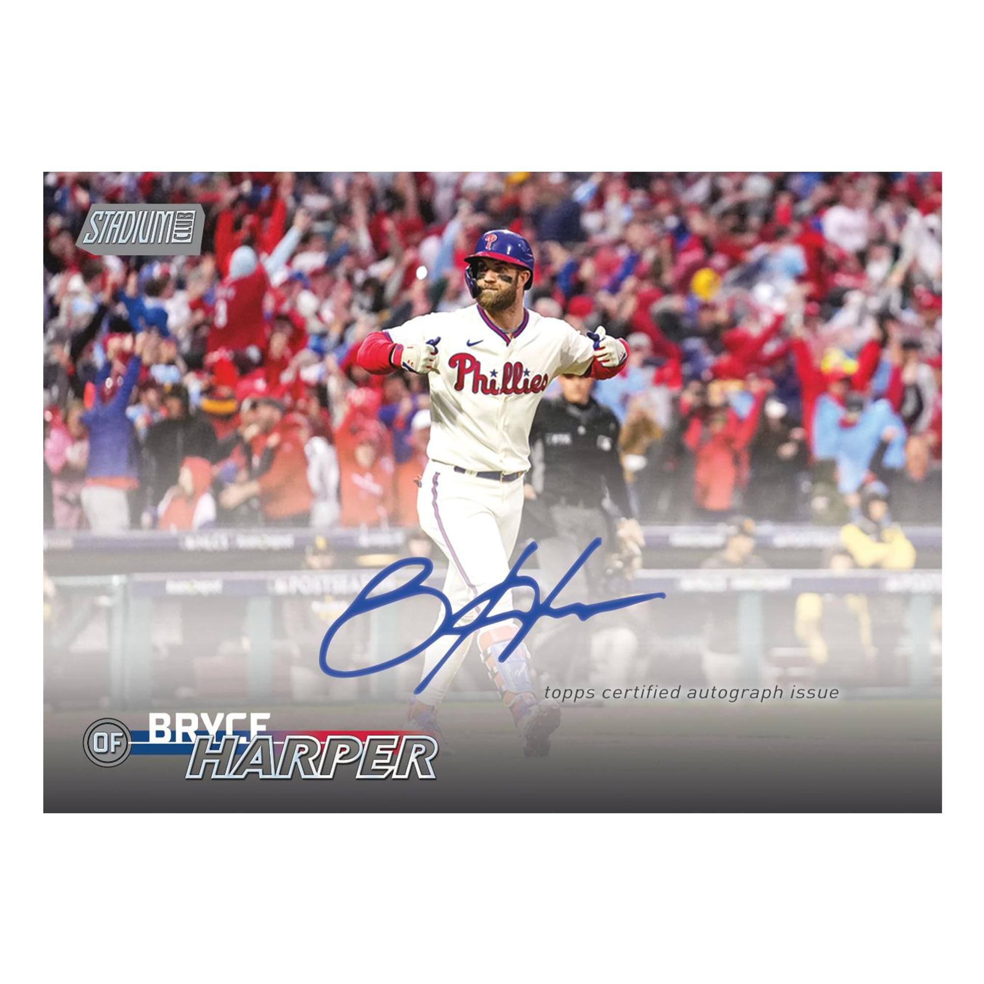 STADIUM

Phillies

BRYCE HARPER

OF

topps certified autograph issue