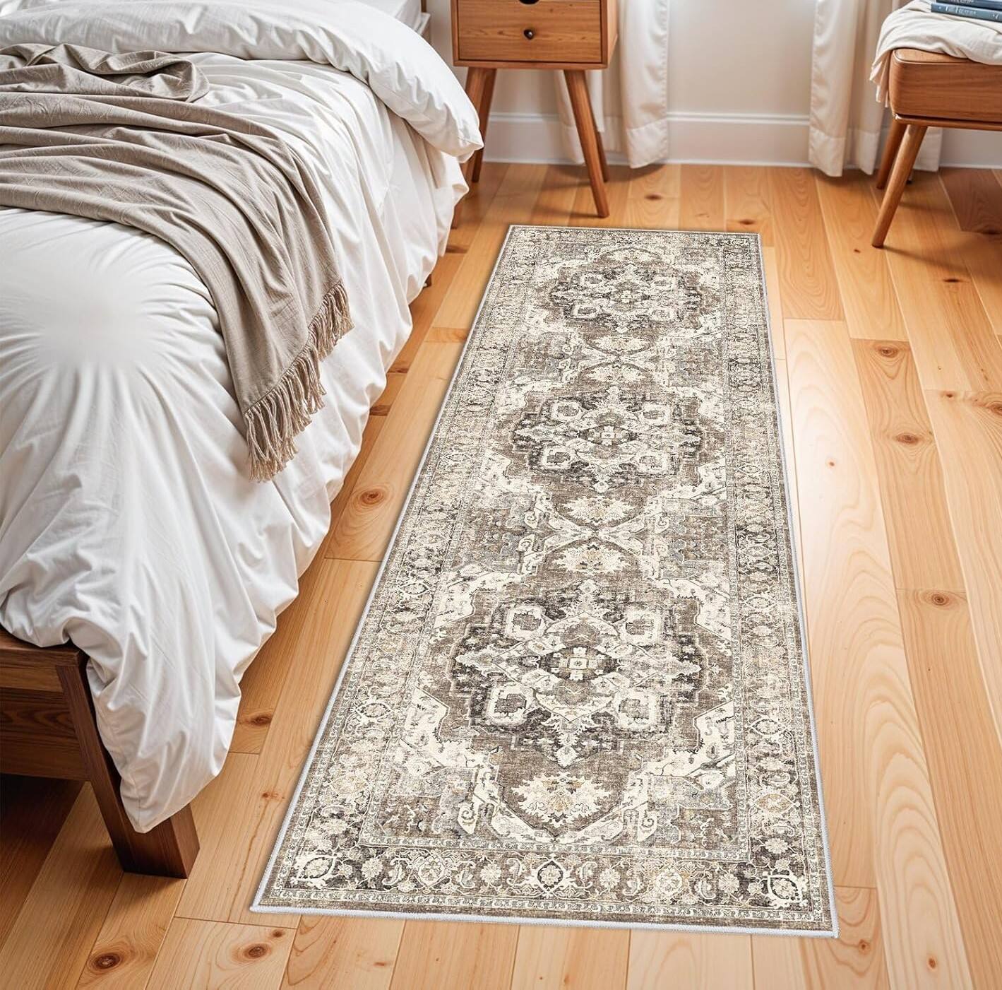Alt View 4. FINEAK - Washable Non-Slip Hallway Runner Rug-Soft & Durable 2x6 - Beige.