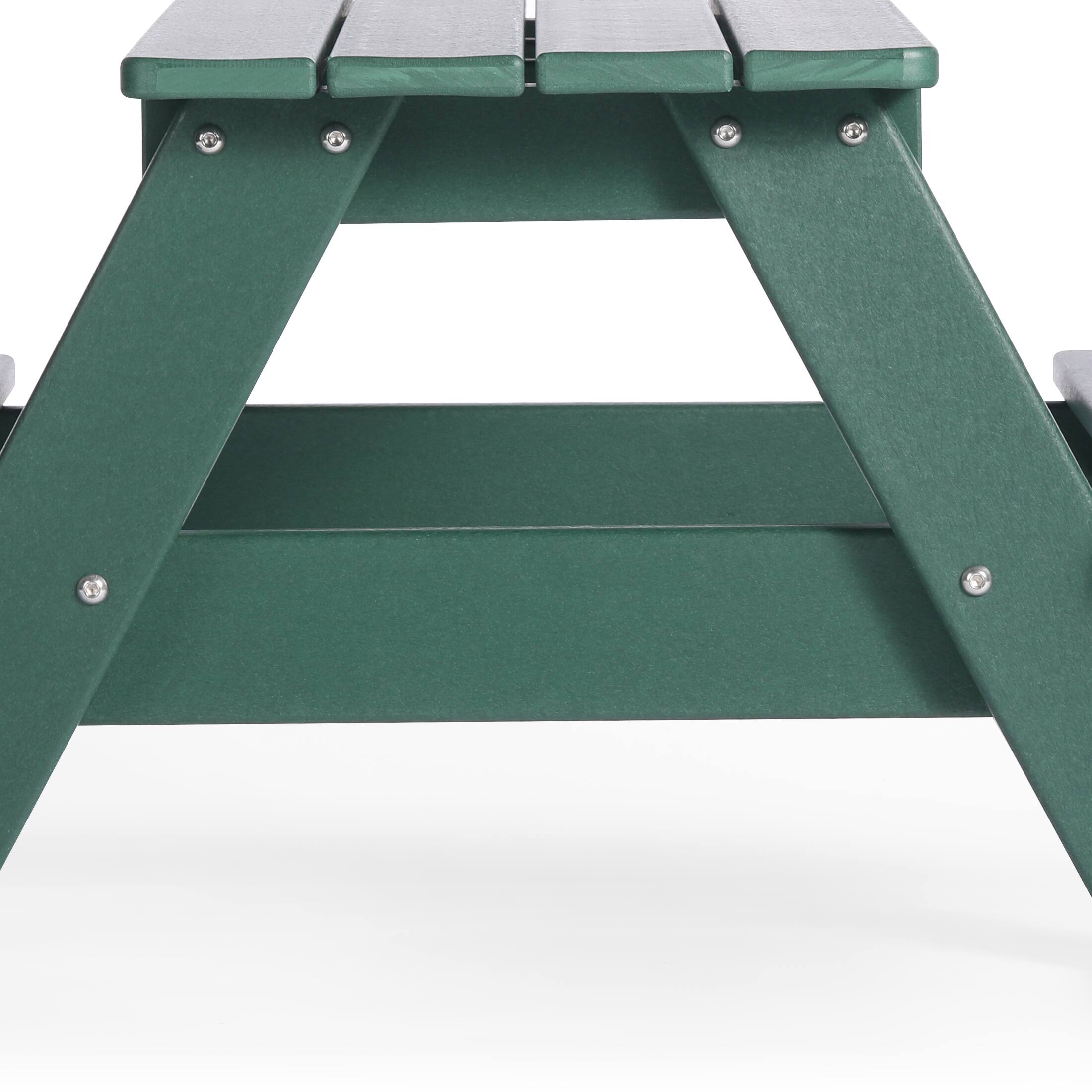 Alt View 3. WestinTrends - WestinTrends Malibu Outdoor Patio Kids HDPE Plastic Picnic Bench Table - Dark Green.