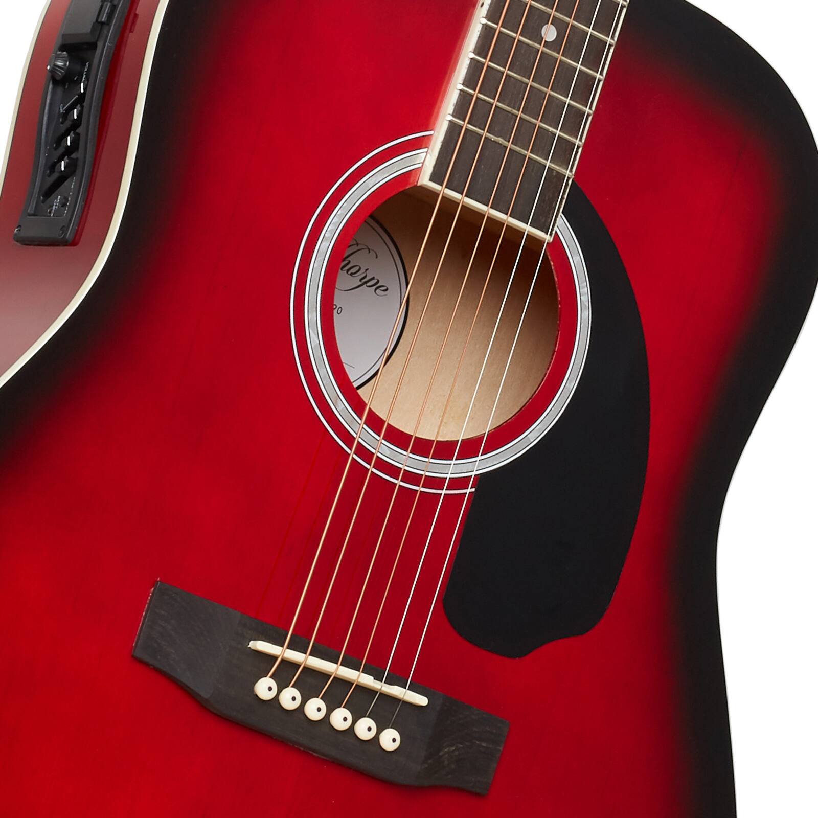 Alt View 3. Ashthorpe - Full-Size Dreadnought Acoustic-Electric Guitar Bundle - Tonewoods - Red.