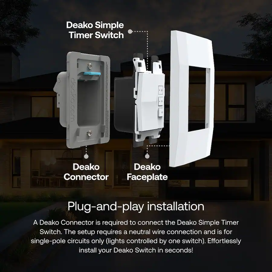 Deako Simple Timer Switch, 10 30 60 Minute Countdown, Single Pole ...