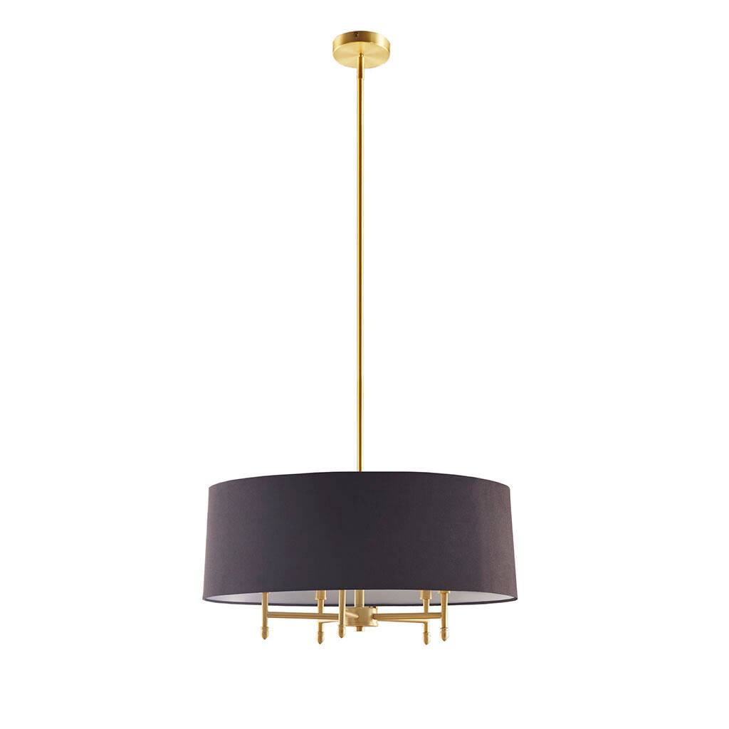 Alt View 4. Tiramisubest - 5-Light Drum Shade Chandelier with Adjustble Height, Sloped Ceiling Compatible, Modern Chandelier Light, Gold/Black - Black.