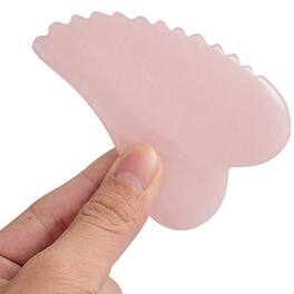 DORLUKFU - Rose Quartz Gua Sha Comb Massage Tool - Unique Comb Edge Gua Sha Board for SPA & Acupuncture Therapy (Heart Shape)