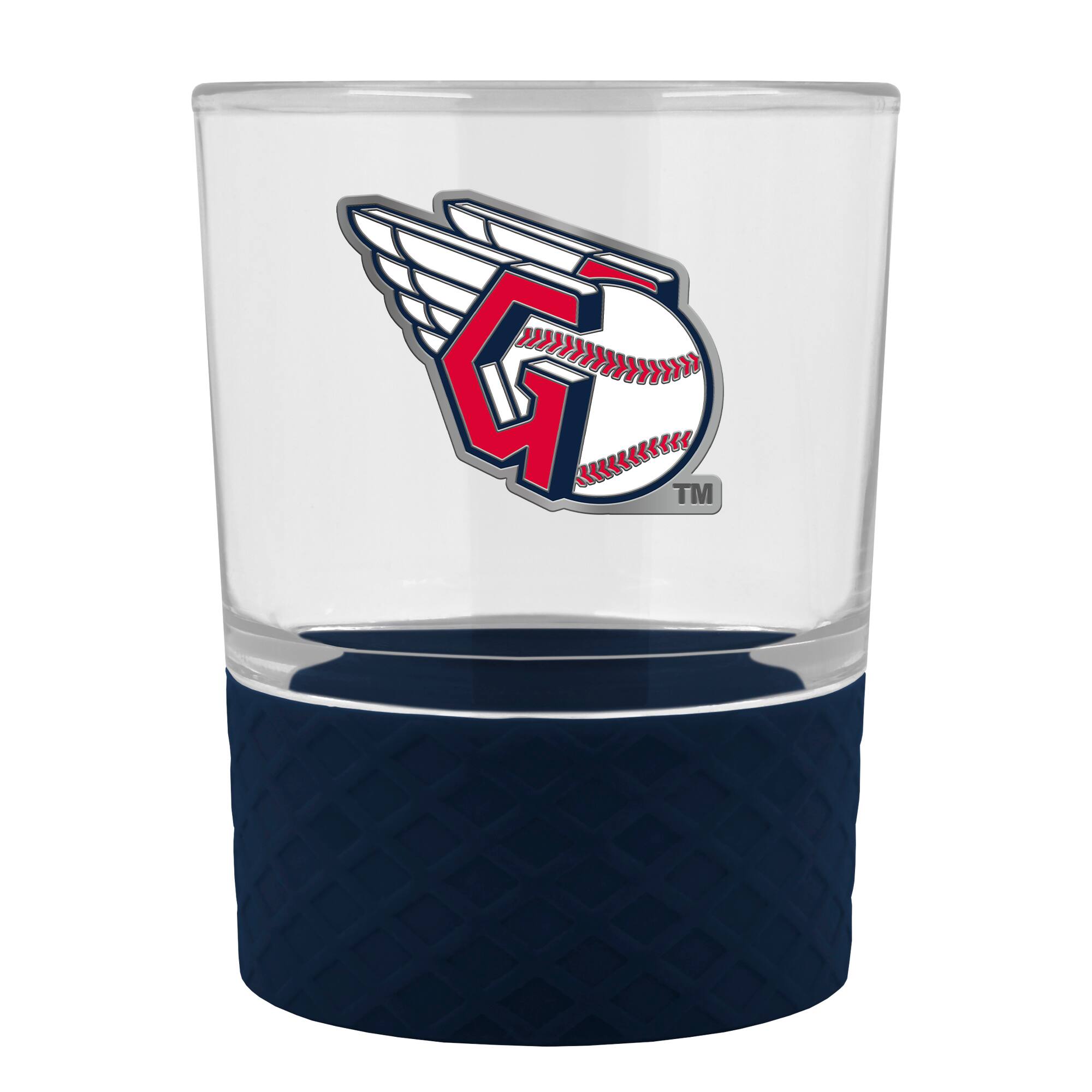 Alt View 1. Great American Products - Cleveland Indians 2-Pack 14oz. Rocks Glass Set with Silcone Grip - Blue.