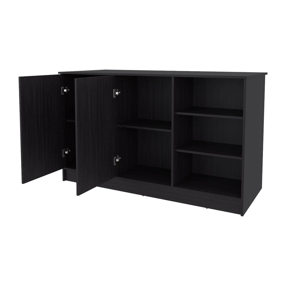 Back. Loheer - Loheer Wengue Kitchen Island Large Rectangular Kitchen Island with 2 Doors and 6 Shelves - Wenge.