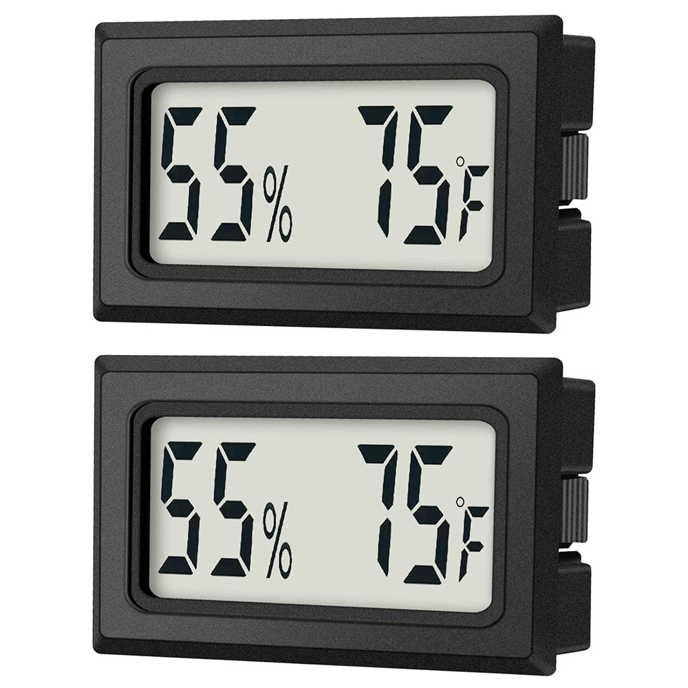 RTMB - Compact Digital Thermometer 2-Pack Hygrometer Indoor Humidity Gauge - Black