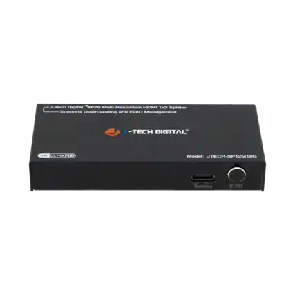 J-Tech Digital 4K60 Multi-Resolution HDMI 1x2 Splitter Supports Down-scaling and EDID Management
J-TECH DIGITAL 4K ULTRAHD
Model: JTECH-SP12M18G
Service
EDID
