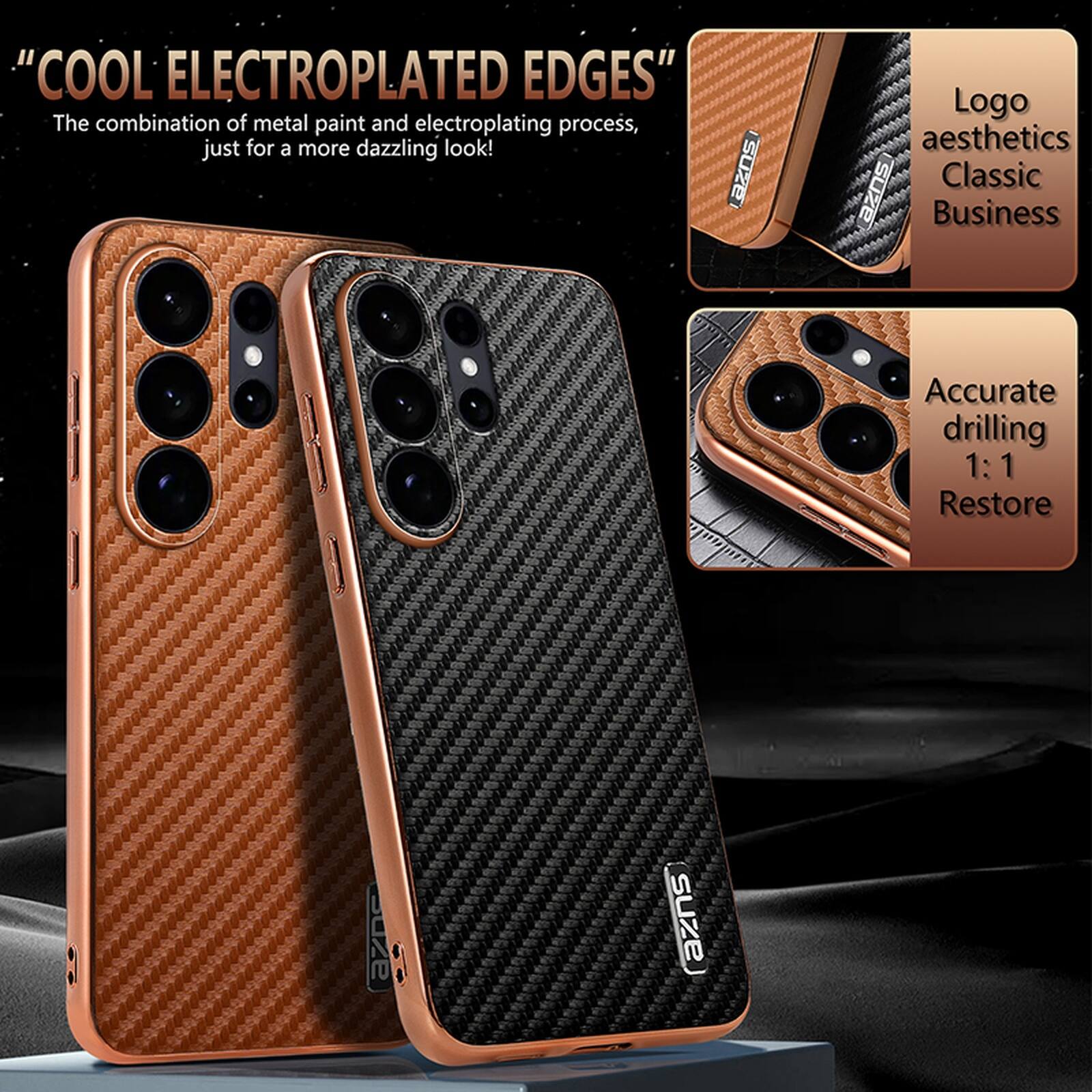 "COOL ELECTROPLATED EDGES" The combination of metal paint and electroplating process, just for a more dazzling look! SU20 Logo aesthetics Classic azns Business Accurate drilling 1: 1 Restore : 30ze azns