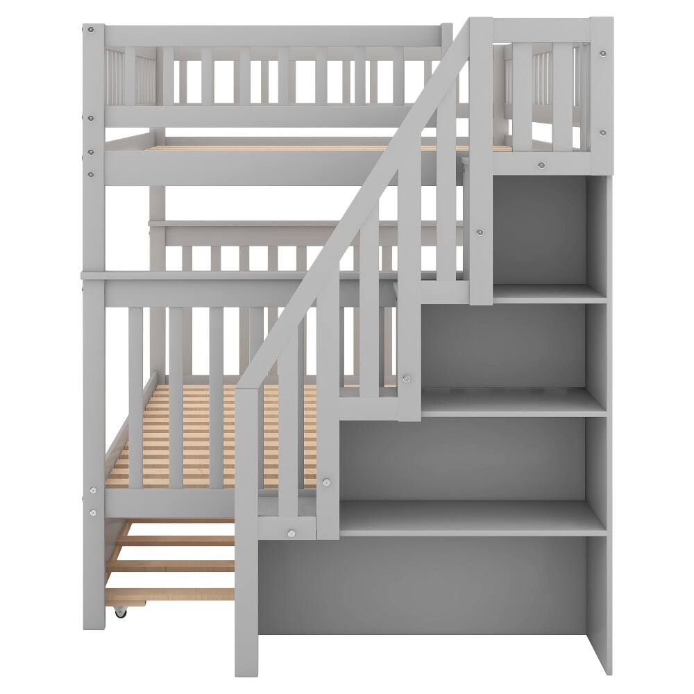 Alt View 8. Loheer - Loheer Full Over Full Bunk Bed with Trundle and Stairs Gray - Gray.