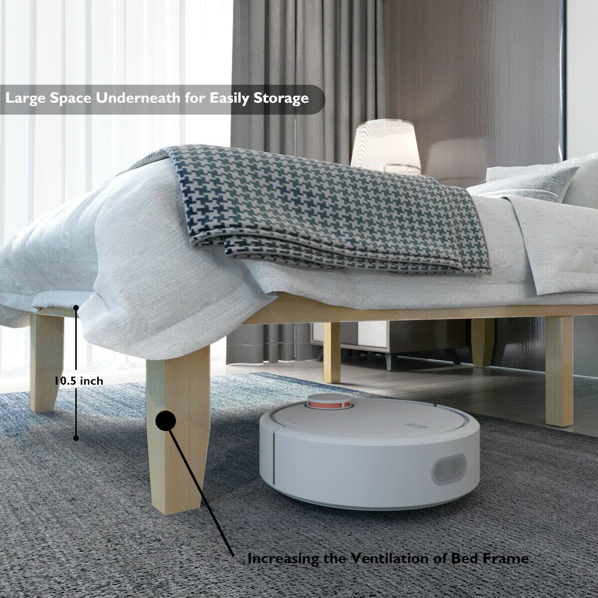 Large Space Underneath for Easily Storage | 0.5 inch Increasing the Ventilation of Bed Frame