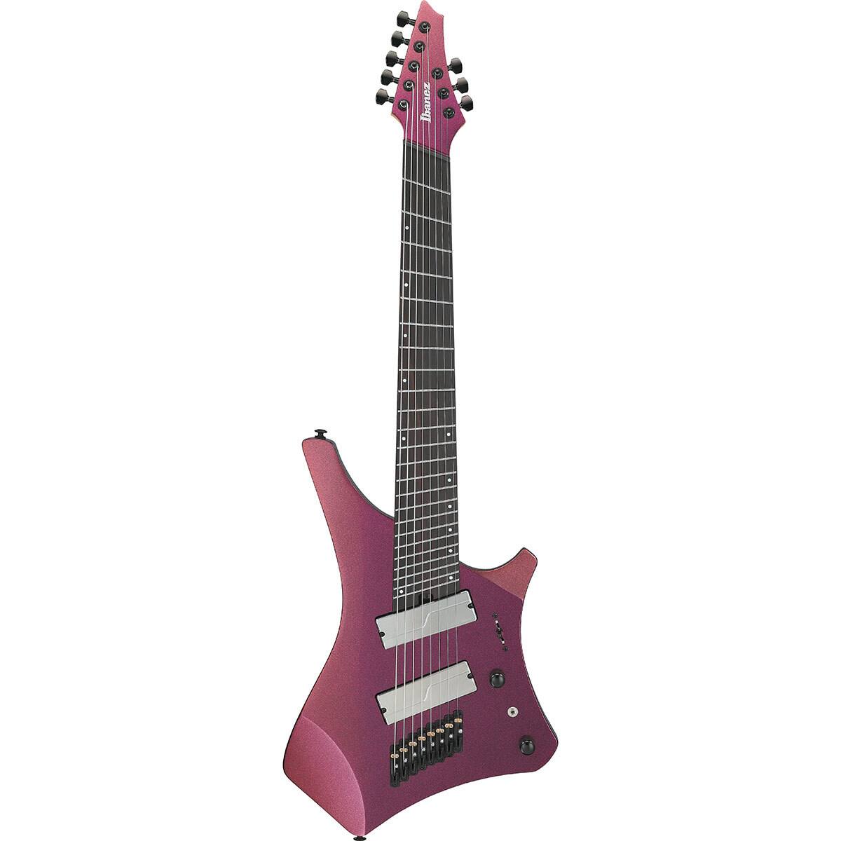 Front. Ibanez - Ibanez Alpha Series A528 8-String Multi Scale Electric Guitar, Coral Mirage.